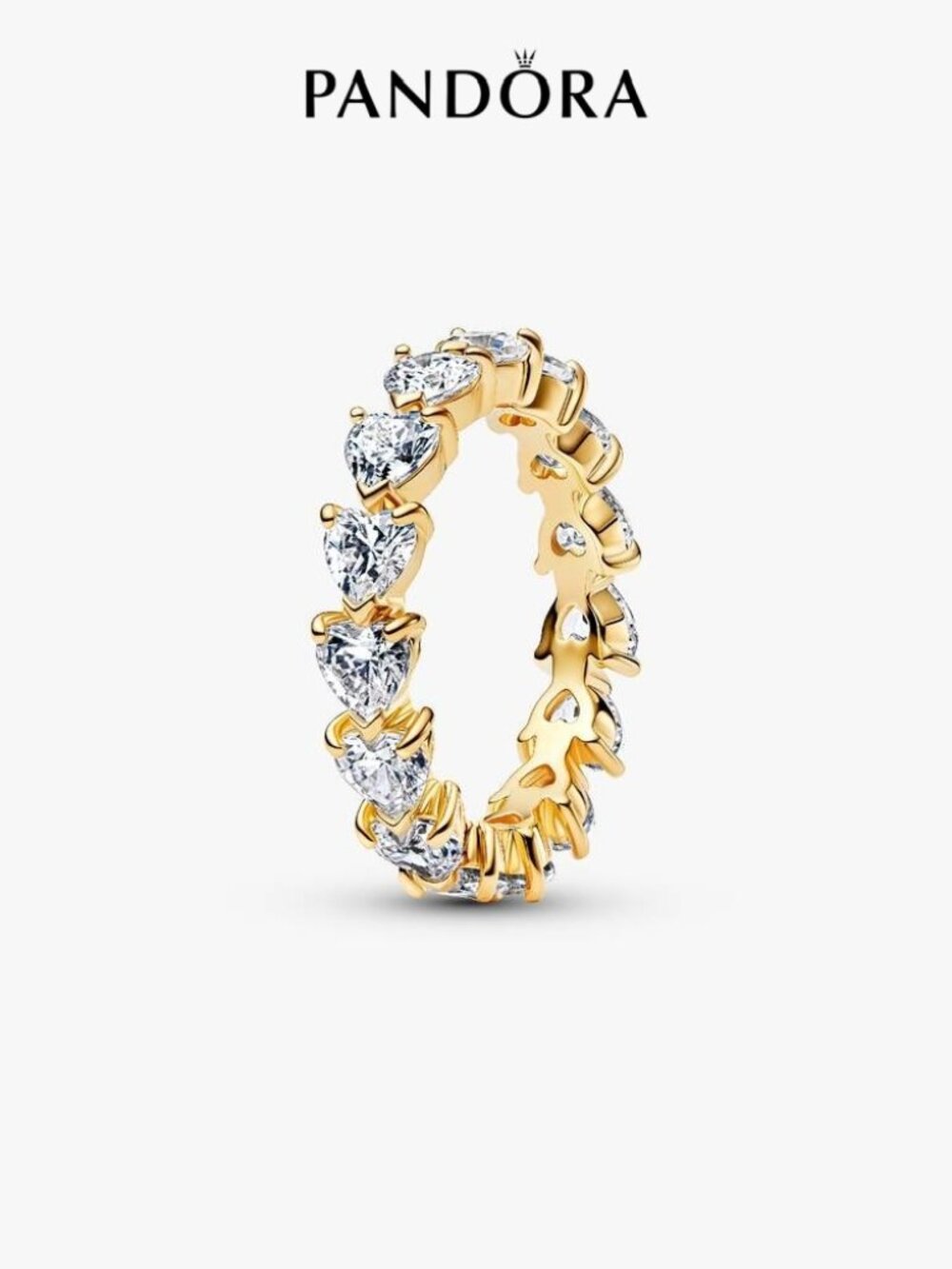 Pandora Band of Clear Hearts Ring